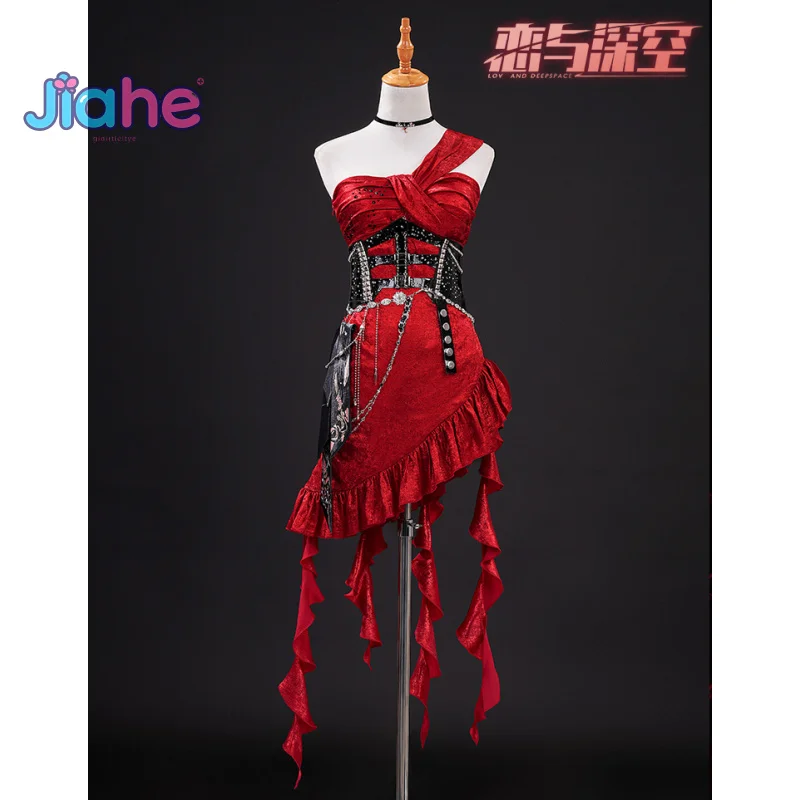 

Heroine Night Dance Game Love and Deepspace MC Xavier Косплей Новое женское красное сексуальное платье аксессуары реквизит костюм для вечеринки на Хэллоуин