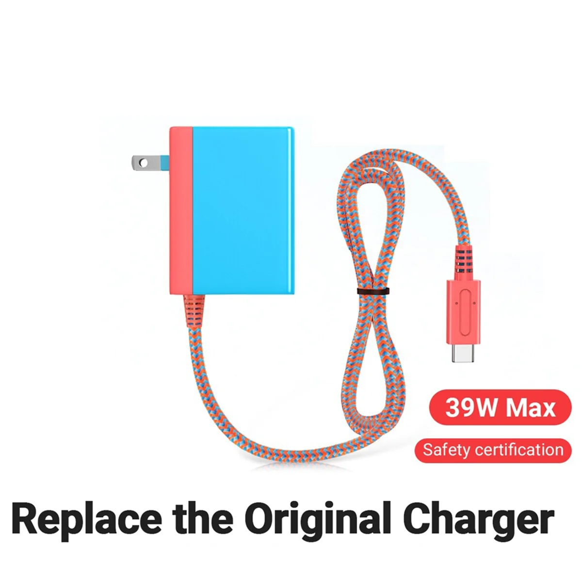 39W Type-C Fast Charger for Nintendo Switch,AC Adapter with 15V/2.6A Power Supply for Nintendo Switch/OLED US Plug