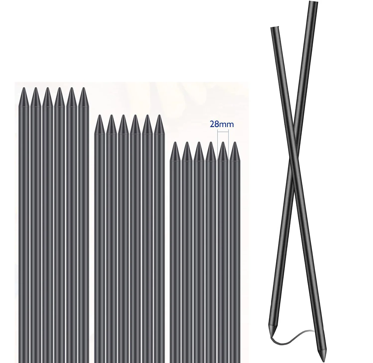 60 Pcs 2.8mm Carpenter Pencil Refills Lead Black Break Resistant for Construction Woodworking Fits Mechanical Pencils Dry Marker