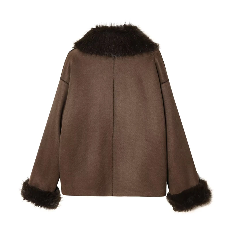 Guobioziy Women's Reversible Fur Coat 2026 Autumn/Winter New Style Solid Color Lapel  European Style Casual and Commuter