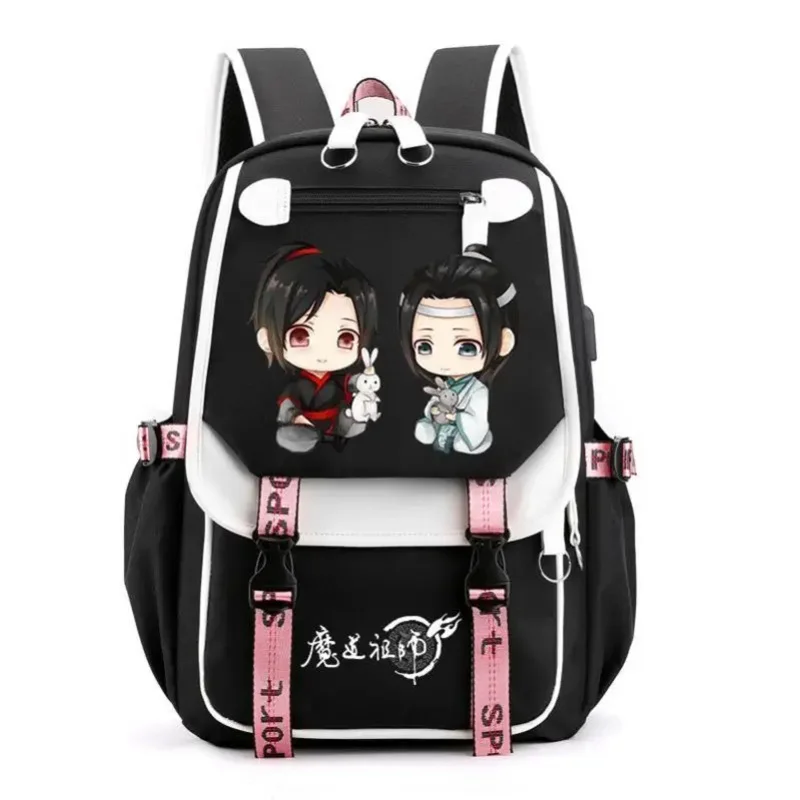 Maodaozushi Weiwuxian Anime Usb-Poort Rugzak Nylon Schoolboek Student Reistassen Laptop Casual Grote Messenger Bag