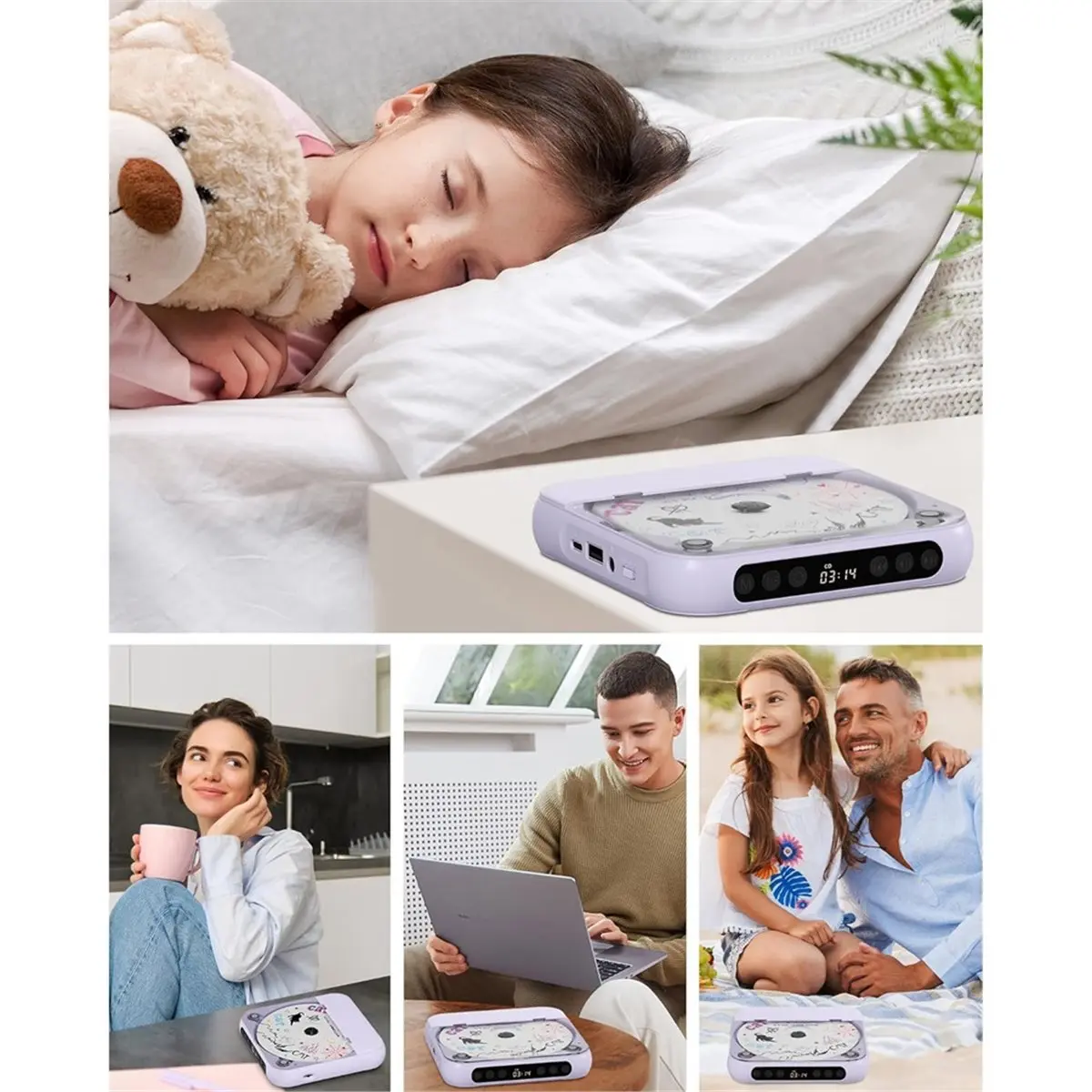 

CD Player Portable with Dual Stereo Speakers, Rechargeable Portable CD Player with Bluetooth