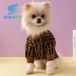 SULEGR Dog Clothing Trendy Brand Pet Sweater F Letter Luxury Dog Clothing Schnauzer Fighting Pet Supplies