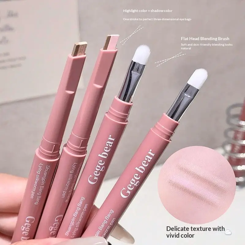 1 Stück Gege Bear 2-in-1 Zweifarbiger Liegender Bleistift Dreieckiger Kopf Highlighter Unter-Augen-Aufhellung Wasserfester Lidschatten Make-up-Tool