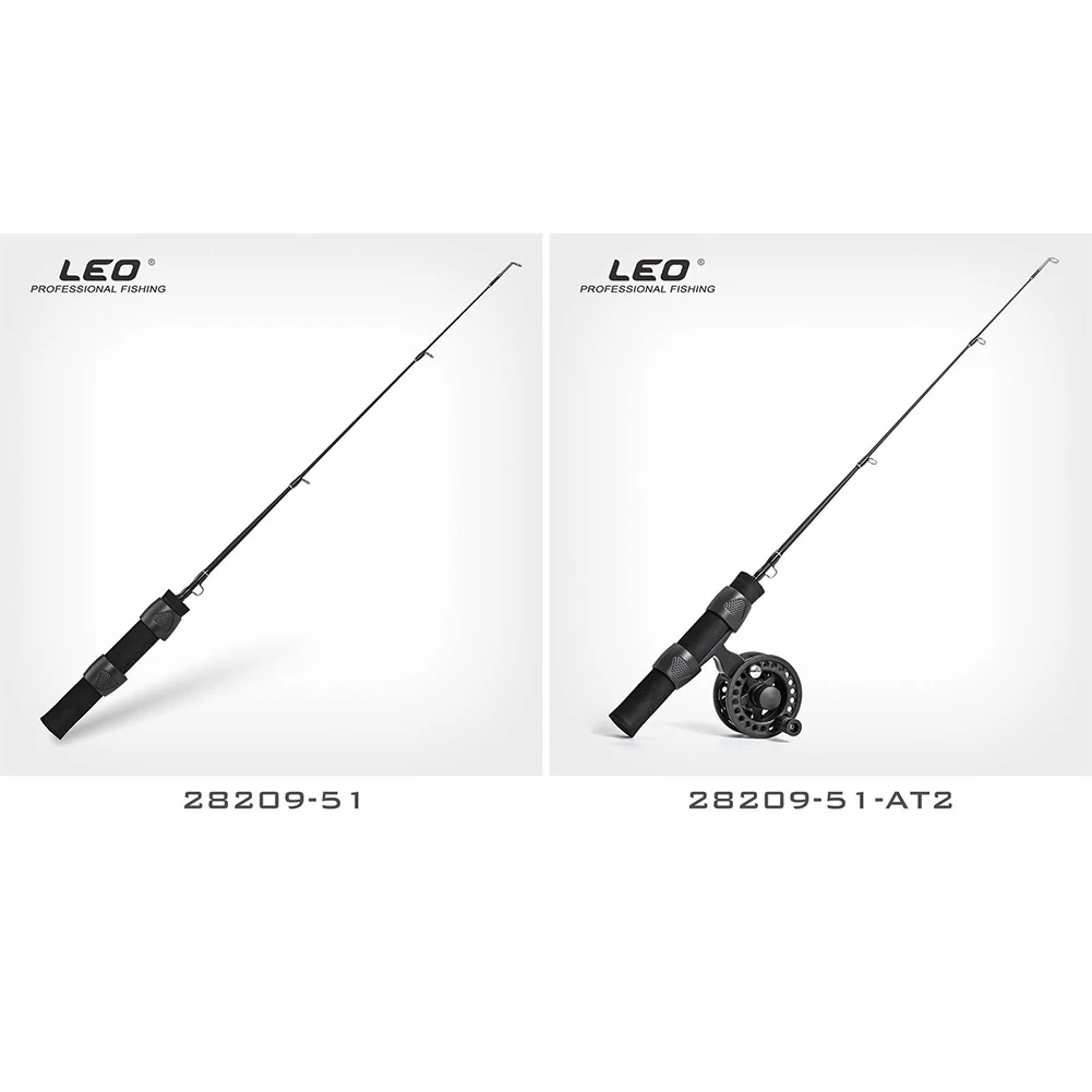 LEO 51cm Ice Fishing Rod+Reel Fiberglass Fishing Pole Winter Portable Ultra-short Antiskid Grip Tackle Pesca Fisherman Gear