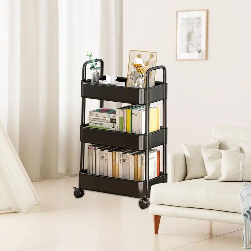 

3/4 Tier Rolling Utility Cart Storage Shelf Movable Gap Storage Rack Kitchen Bathroom Slim Slide Organizer Shelf Livingroom Rack