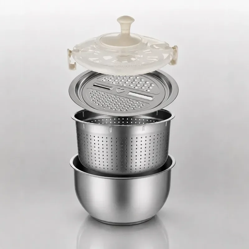 Cross-border hot-selling with wiping and slicing tray 304 stainless steel vegetable salad dehydrator Manual rotating drain