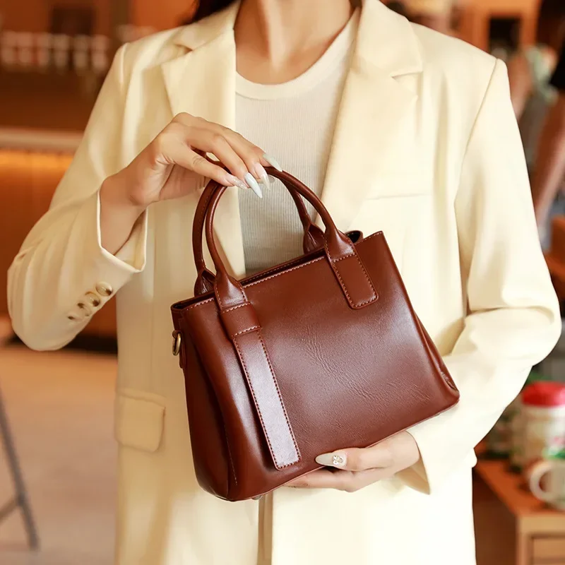 Jonlily Women Genuine Leather Shoulder Bag Female Handbag Totes Casual Crossbody Bag Casual Daybag Commuter Bag Purse -KG1639