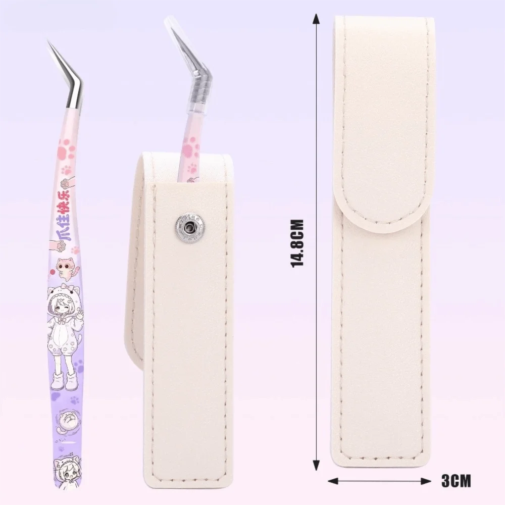 Stainless Steel Precision Tweezers High Precision Anti-static Craft Tweezers Non Slip Grip Cartoon Lashes Extension Tweezer