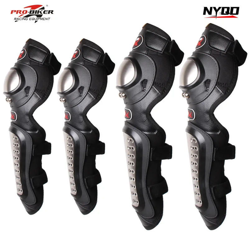 PRO-BIKER Motorcycle Knee Elbow Pads Stainless Steel Four Season Motocross Locomotive Riding Anti-drop Off-road Protective Gear