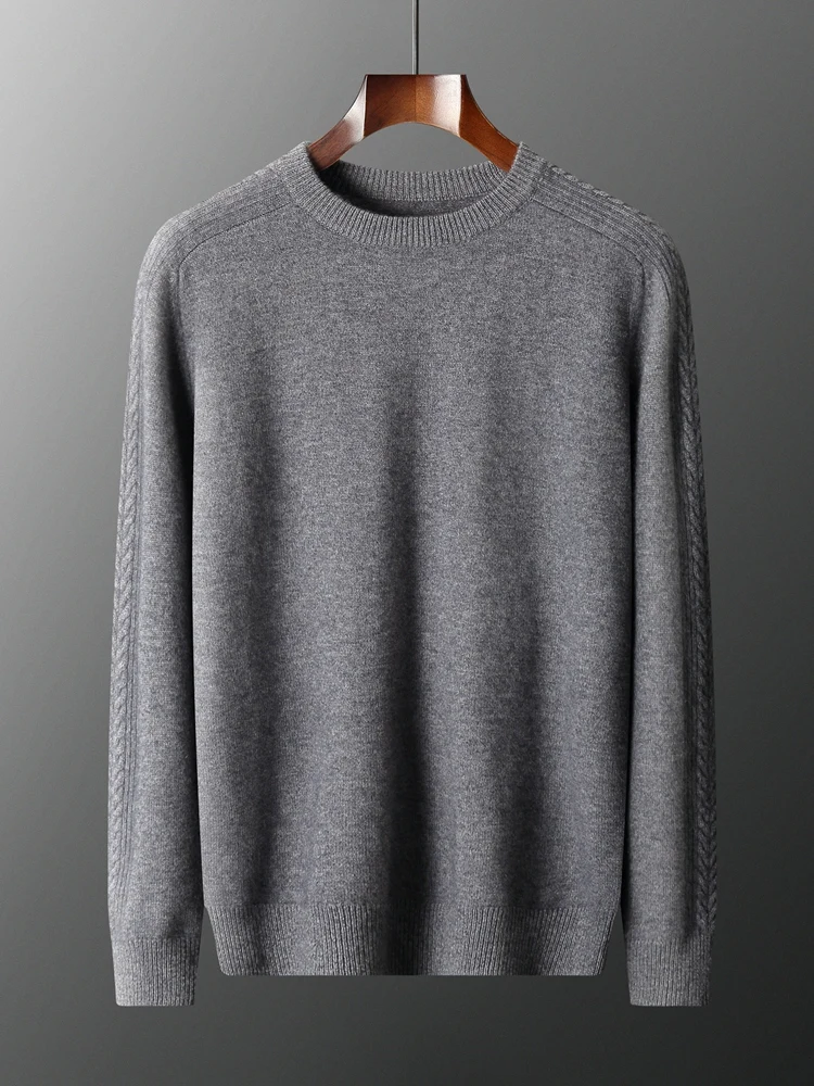 

MEELEX Classic O-neck Men 100% Pure Cashmere Sweater Casual Autumn Winter Thick Warm Pullover Shirt Simple Man Knit Top Clothes