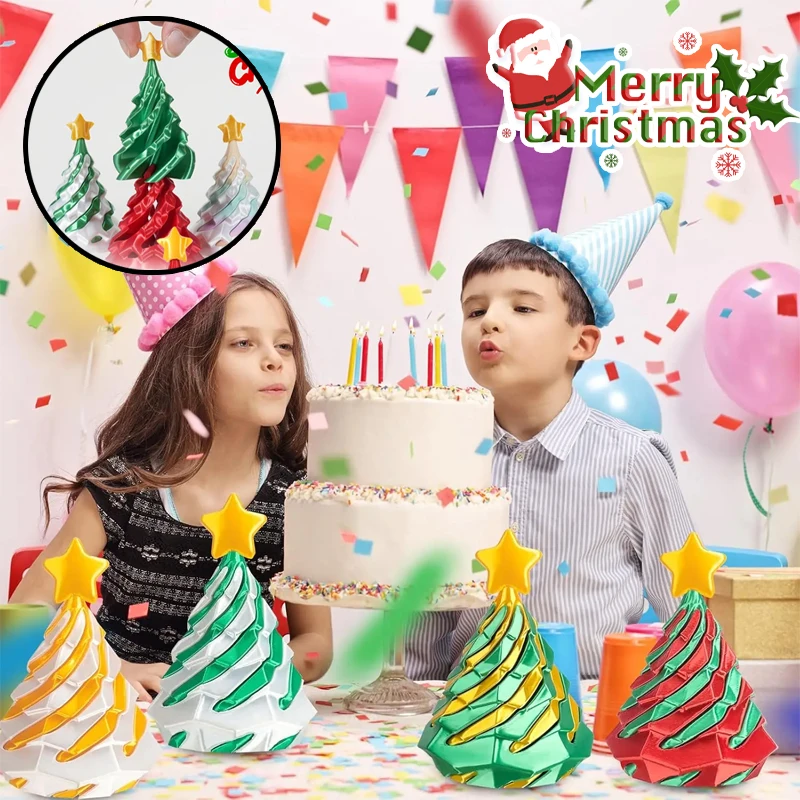 

3D Spiral Christmas Tree Puzzle Dual-Color Printed Sensory Fidget Toy Educational Brain Teaser Gift for Kids Adults