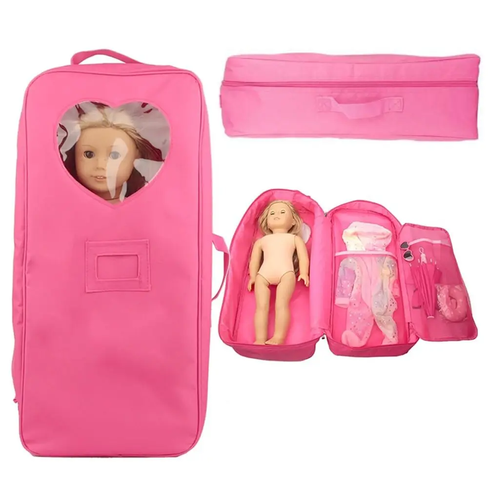 Cloth Doll Travel Case Creative Gift Solid Color Large Capacity Doll Storage Bag Portable for 18 Inch Doll Doll Carrier