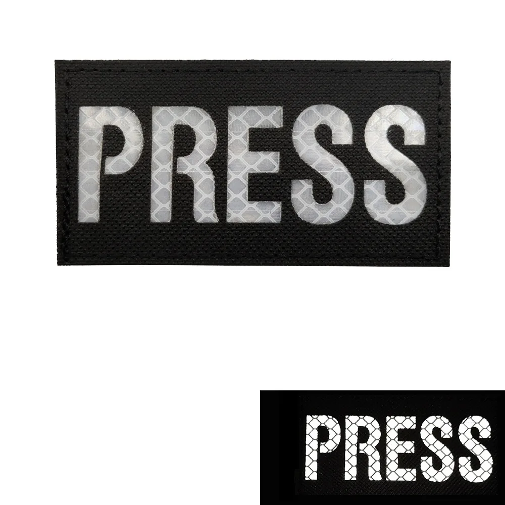 PRESS Armband Embroidered IR Patch Hook & Loop Embroidery Badges Media Journalist Correspondent Cloth Stripe