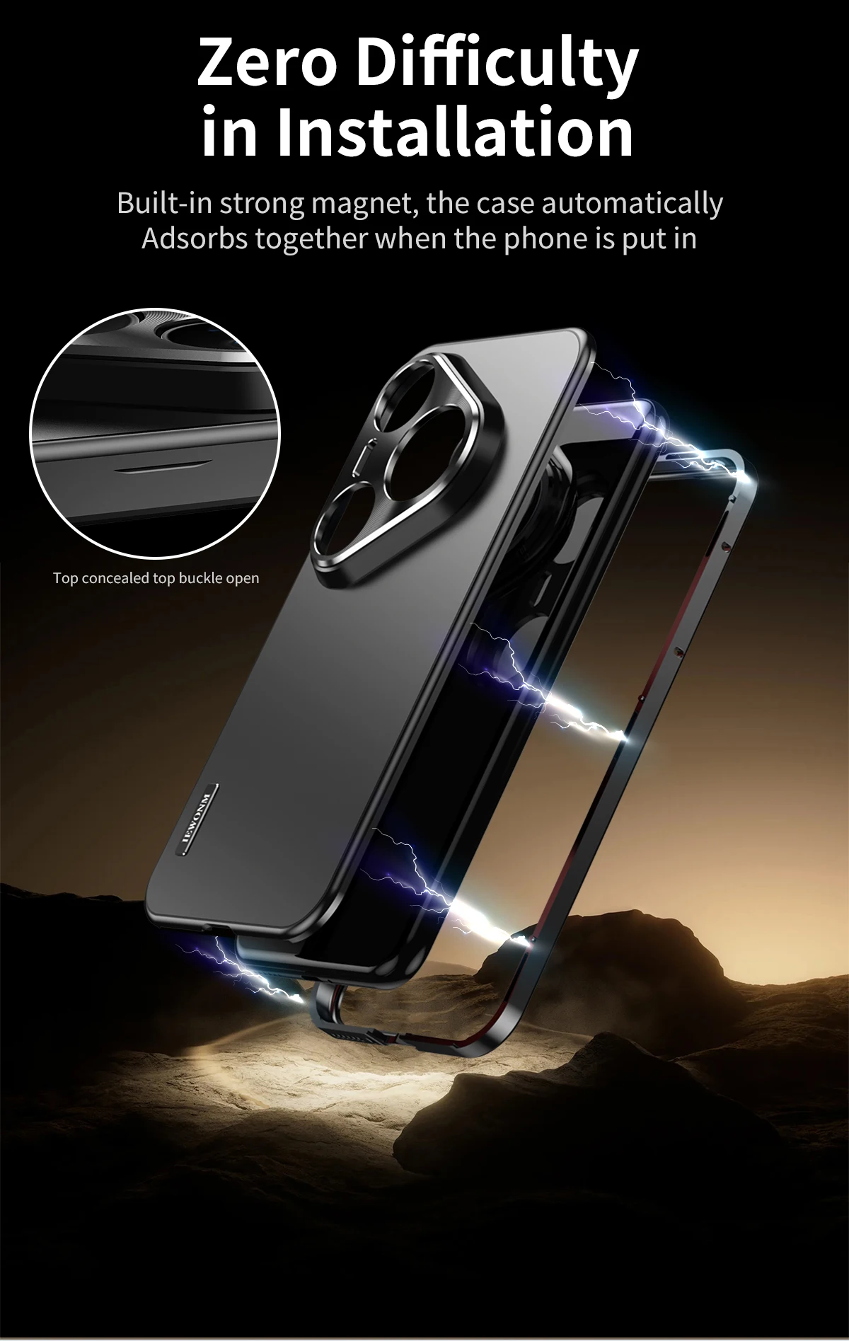 Cover posteriore con magnetismo ultrasottile in lega di titanio opaca con corpo interamente in alluminio per Huawei Pura 70 80 Ultra Pro plus