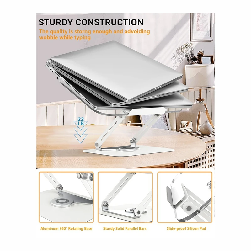 Adjustable Holder With 360° Rotating Base & Page Clips, Desktop For Cookbook, Sheet Music For Reading