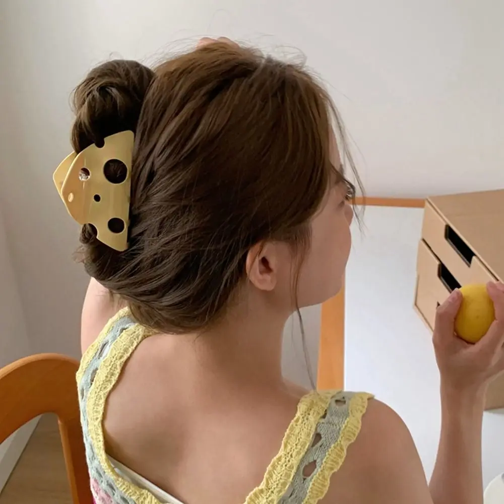 Creative Acetic Acid Cheese Acetate Hair Claw Y2k Hollow Hair Clip Headdress Yellow Shark Clip Wash Face