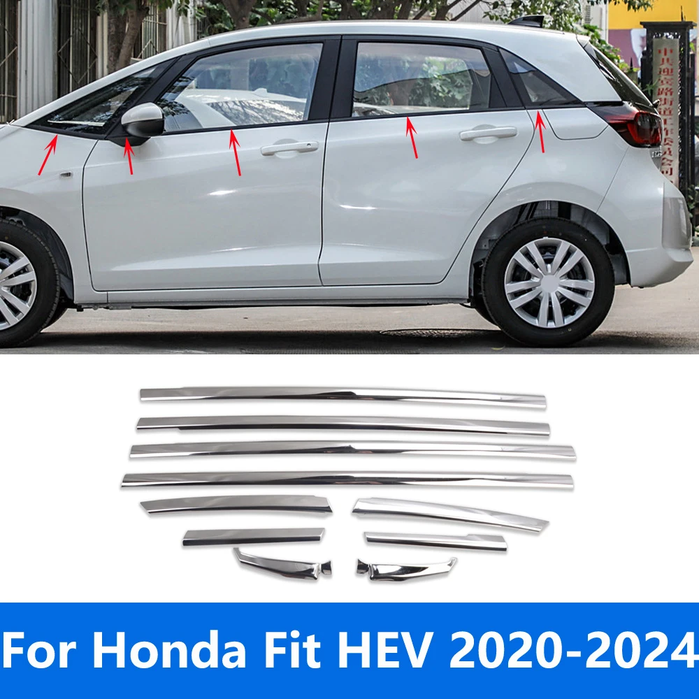 For Honda Fit HEV 2020 2021 2022 2023 2024 Stainless Steel Lower Window Frame Sill Molding Trim Sticker Accessories Car Styling