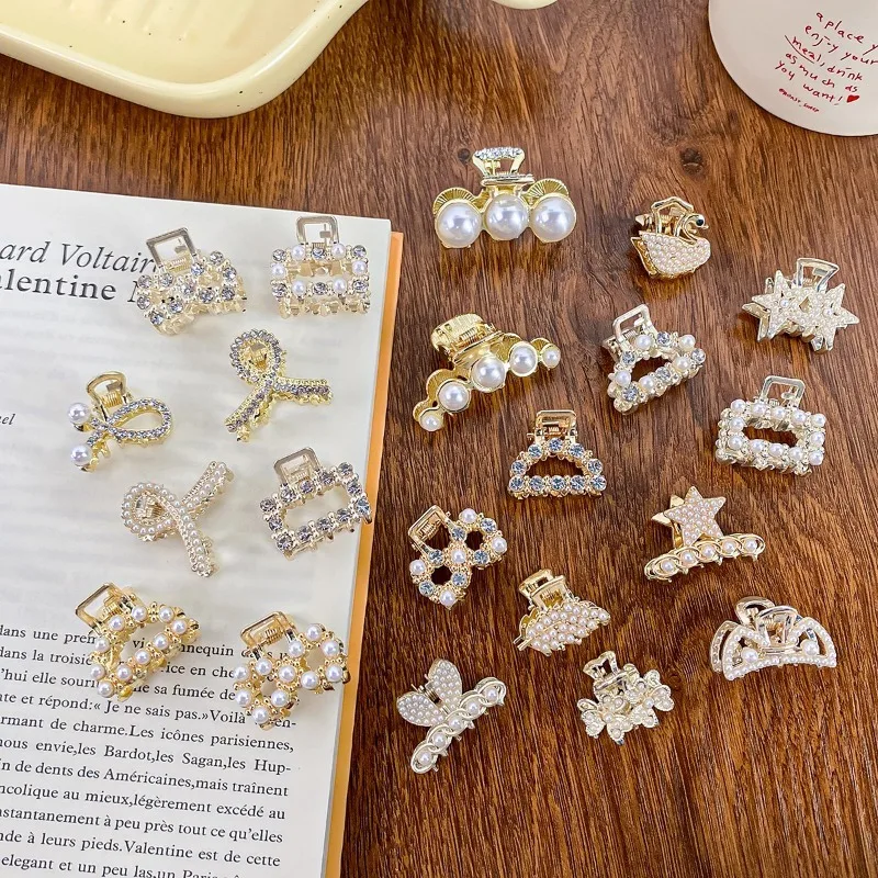 

Trendy Mini Pearl Hair Claw Clips Alloy Small Grab Clip Elegant Hairpins Korean Hair Accessories for Women Summer Party Jewelry