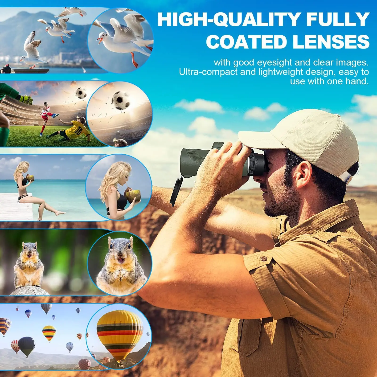 High-power 80X100 Telescope Magnifying Glass Bird-watching Binocular Remote Zoom BAK4 Prism, Outdoor Camping and Hunting