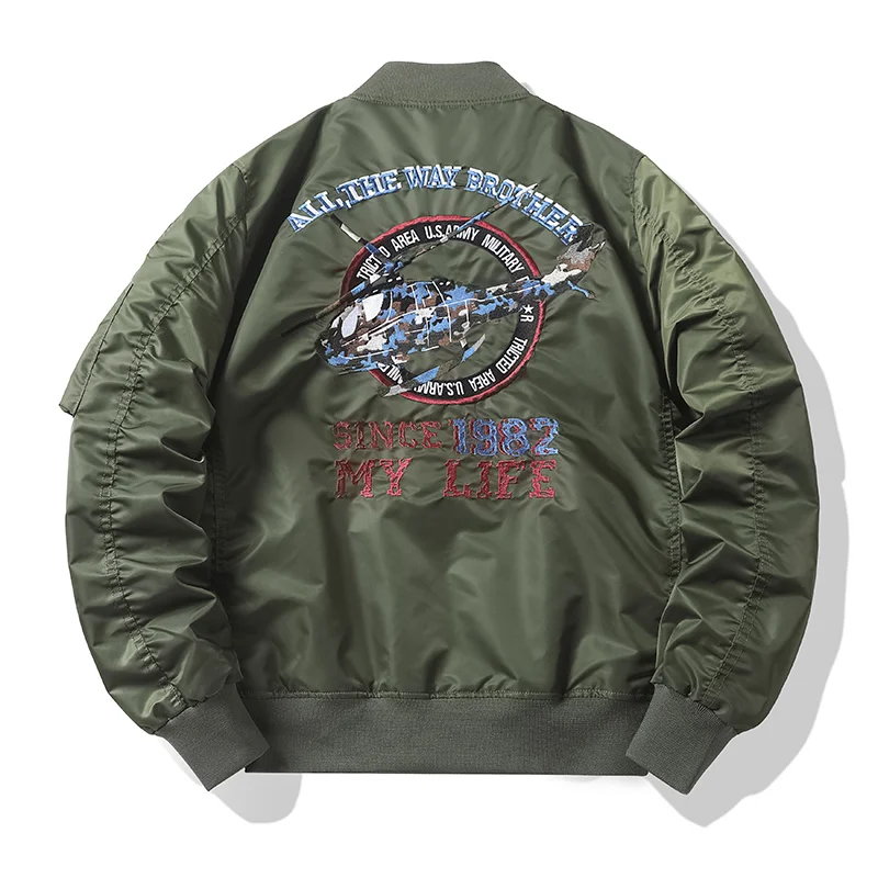 

Autumn Winter Bomber Jacket Mens Clothing Outerwear Helicopter Embroidery Hip Hop Air Force Pilot Flight Military Men