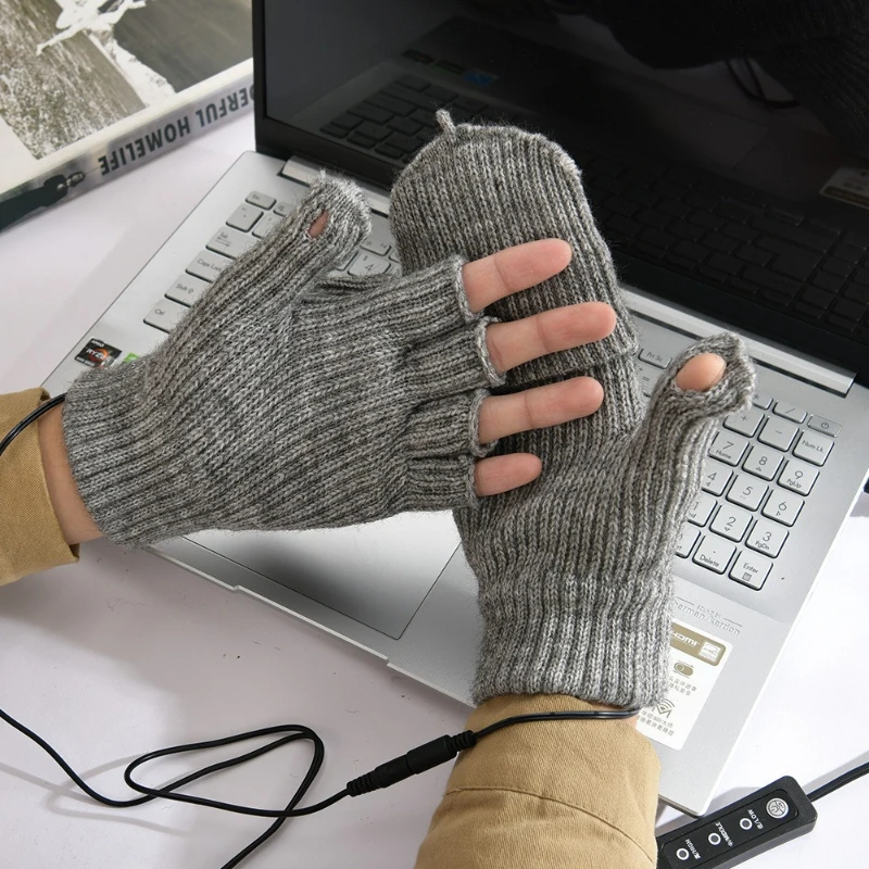 

Temperature regulating USB heating gloves half-finger touch screen power bank electric heating hand warmer warm
