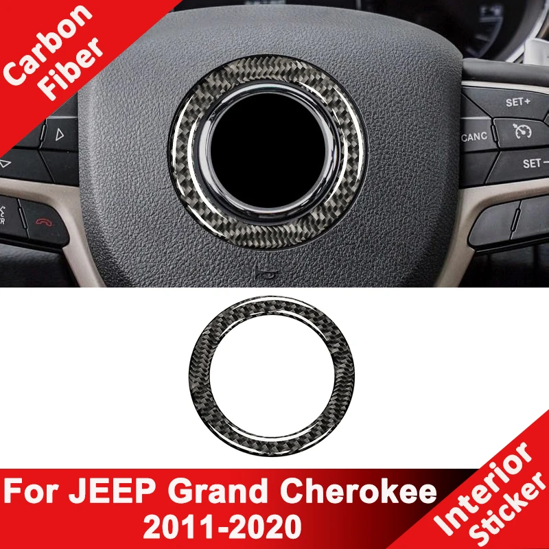 

For JEEP Grand Cherokee 2011-2020 Carbon Fiber Car Steering Wheel Logo Ring Frame Decoration Sticker Interior Accessories