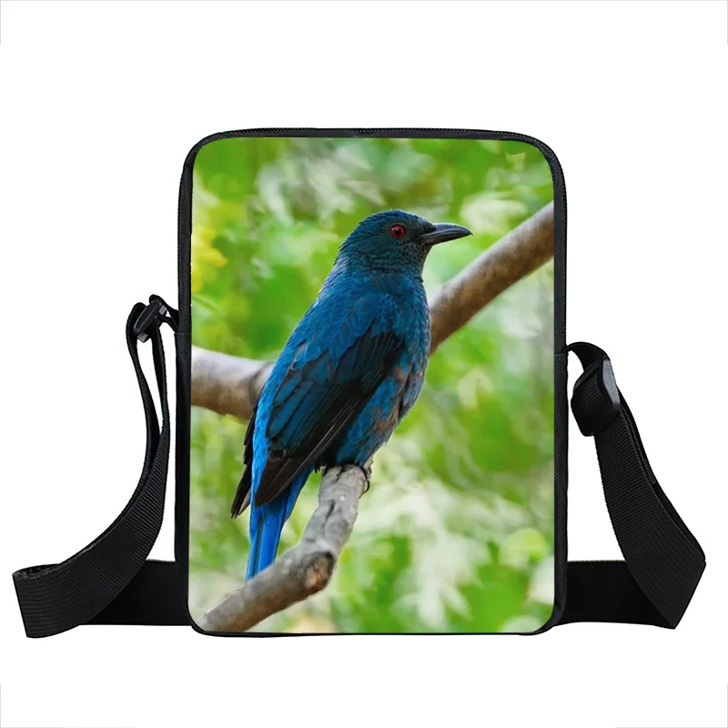 Cute Birds cardellino Coal Tit Print Messenger Bag Blue palude Tit borsa a tracolla da donna borsa a tracolla per telefono Houlder borse a tracolla