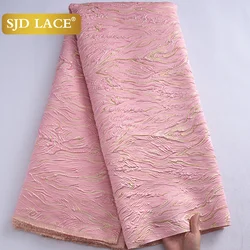 SJD LACE 5 Yards African Brocade Lace Fabrics Nigerian 2025 High Quality French Gild Jacquard Lace For Sewing Party Dresses 4063