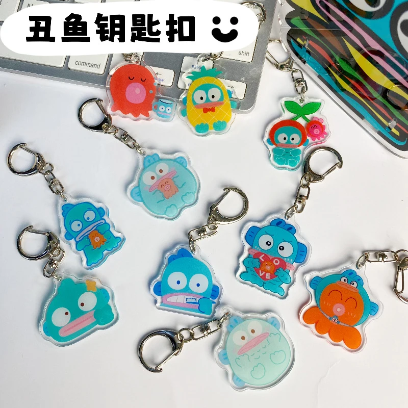 Sanrio Keychain Kawaii Hangyodon Cute Cartoon Anime Students School Bag Handbag Pendants Accessories Toys Girls Gifts