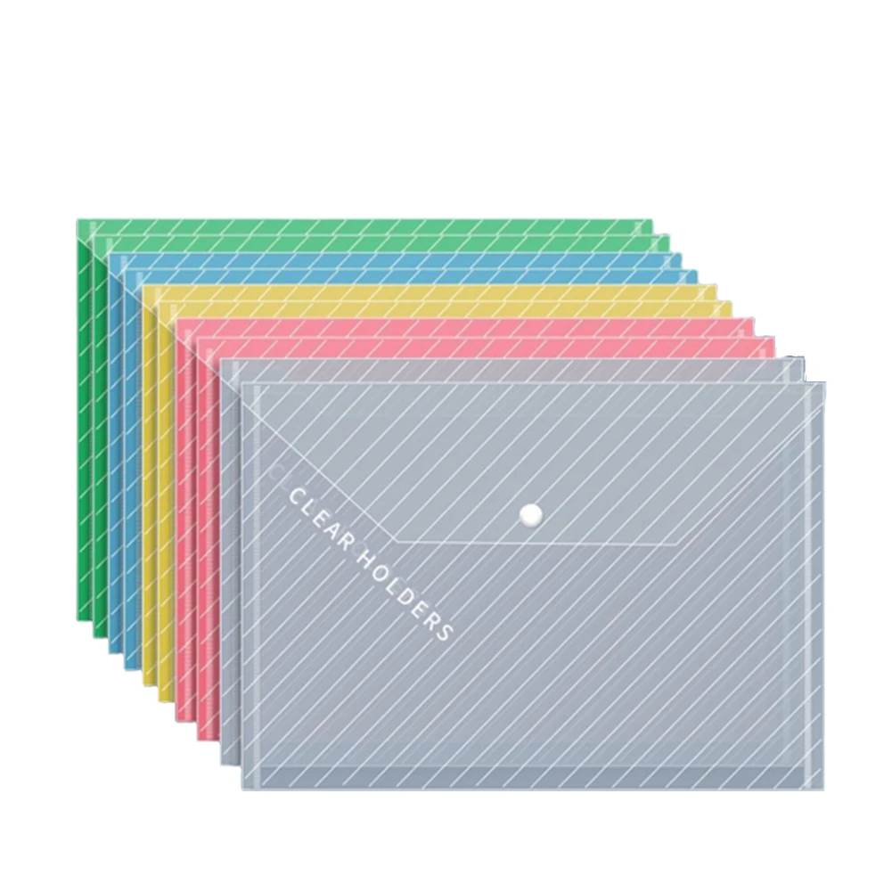 10pcs Large Capacity File Folders A4 Colorful Transparent Document Holder Waterproof Plastic Archive Organizer Office Supplie