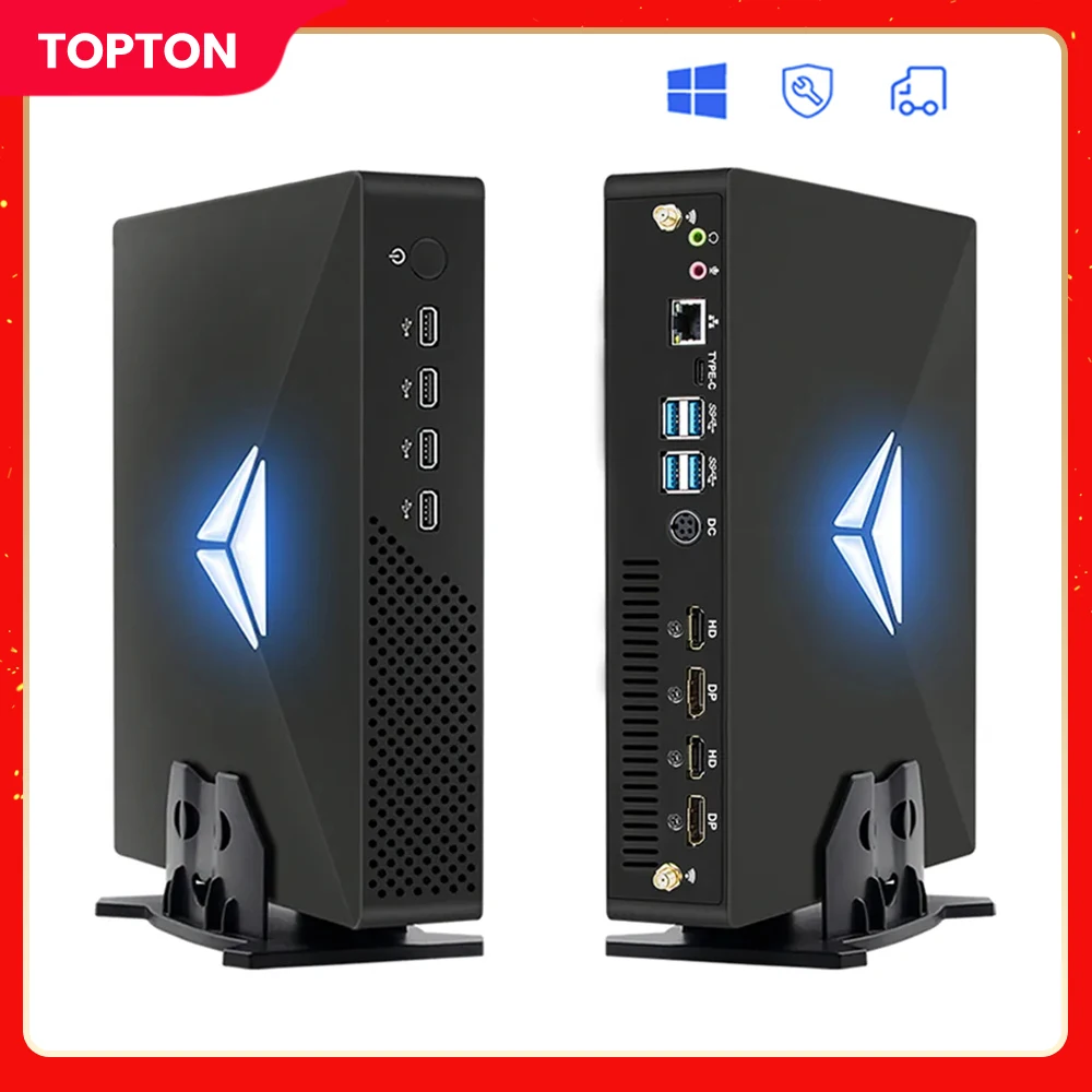 Topton คีย์บอร์ดเกมใหม่ MV200 Intel Core I7 I9 i5 NVIDIA RTX 3050 8G GDDR6เดสก์ท็อป PC Windows 11 2 * HDMI2.1 2 * DP1.4 4x8K UHD