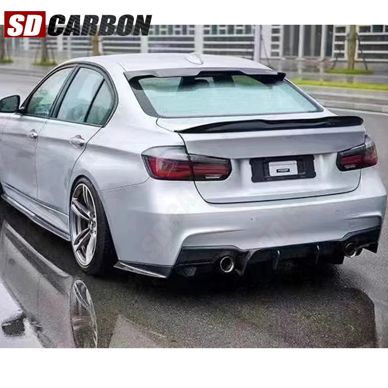 لسيارات BMW 3 series F30 F35 GEEX نمط ألياف الكربون مانع صدمات خلفي للسيارة الناشر الخلفي الخائن سبويلر عودة تحويلة الشفاه اكسسوارات السيارات #6