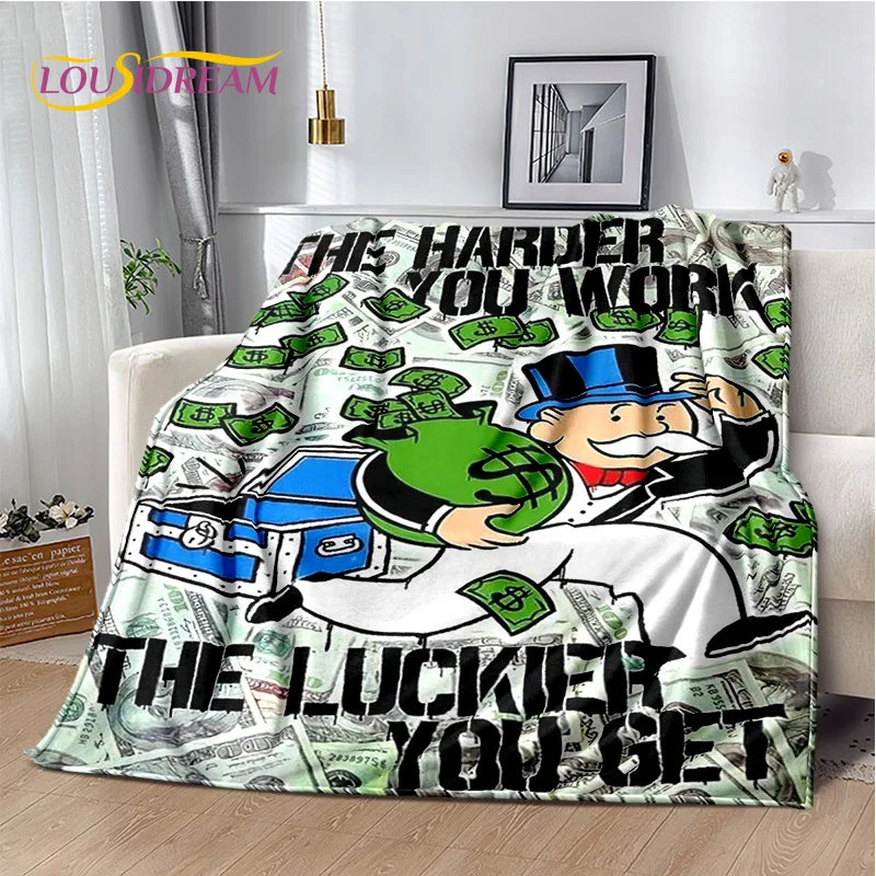 

Rich Man Game Monopoly Dollar Cartoon Blanket,Soft Throw Blanket for Home Bedroom Bed Sofa Picnic Travel Office Cover Child Gift