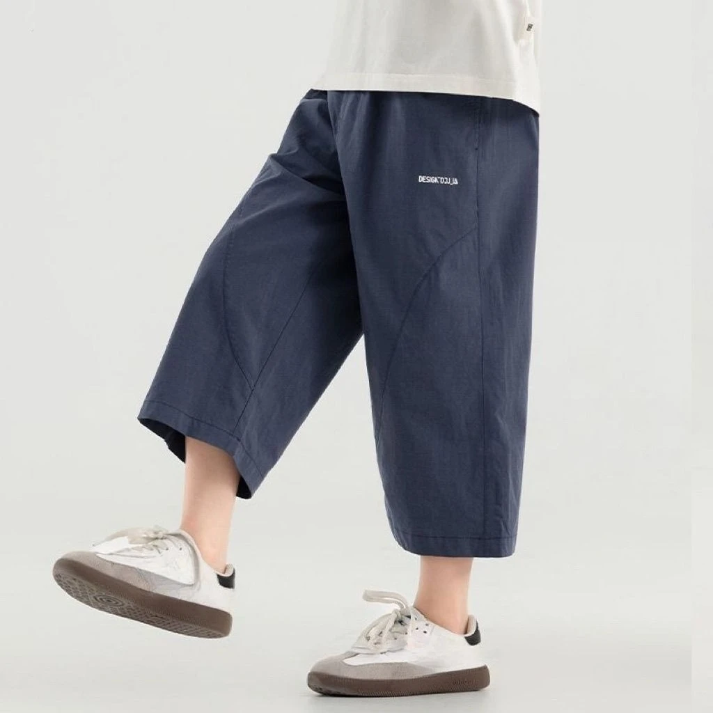 

Boys 2026 New Cotton Seven Quarter Pants Thin Breathable Over Knee Casual Summer Kids Trousers