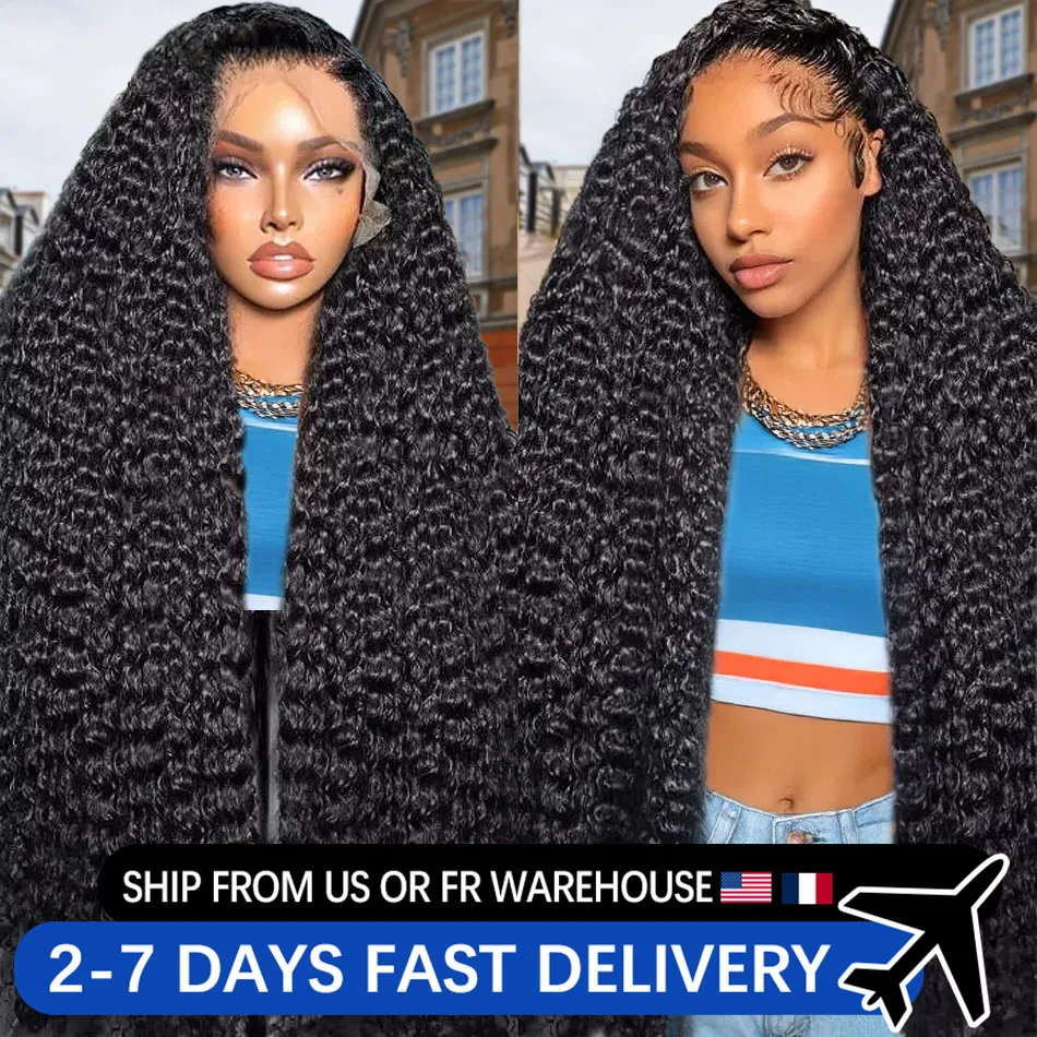 Deep Wave Lace Front Wigs Human Hair 200% Density 13X4 Transparent Lace Frontal Wigs for Black Women Pre Plucked with Baby Hair