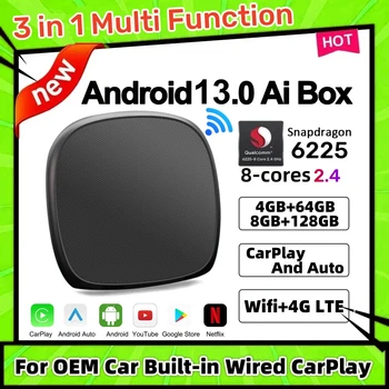 CarPlay Ai Box Qualcomm 6225 8-Core CPU Android 13.0 Wireless CarPlay Android Auto OEM Car Built-in Wired Apple CarPlay