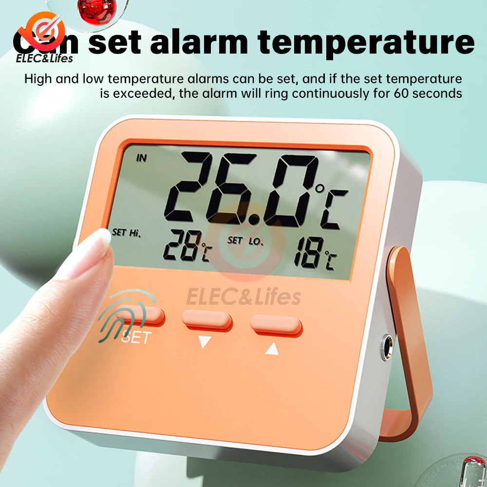 Mini termômetro digital LCD usado para temperatura do freezer do tanque de peixes - 50-70 ℃   sensor de temperatura interno e externo para geladeira