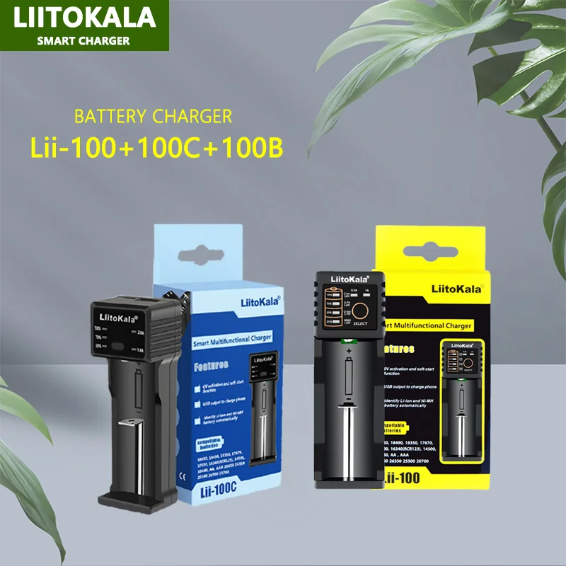 LiitoKala Lii-100C Lii-100 ładowarka do 18650 18350 26650 16340 RCR123 14500 3.7V 1.2V Ni-mh Ni-Cd 2A inteligentna ładowarka na USB