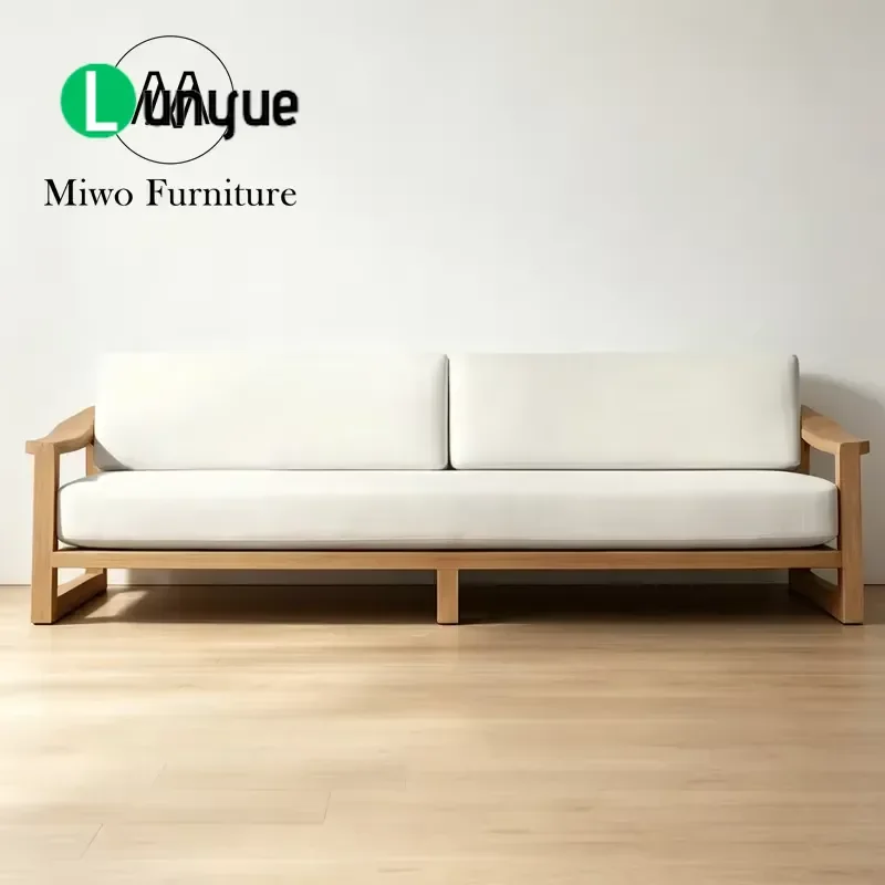 Modern Antique Style Teak Garden 3 Seat Sofa Outdoor Fabric Modular Terrace Recliner Armrest Set Durable Weather Resistant