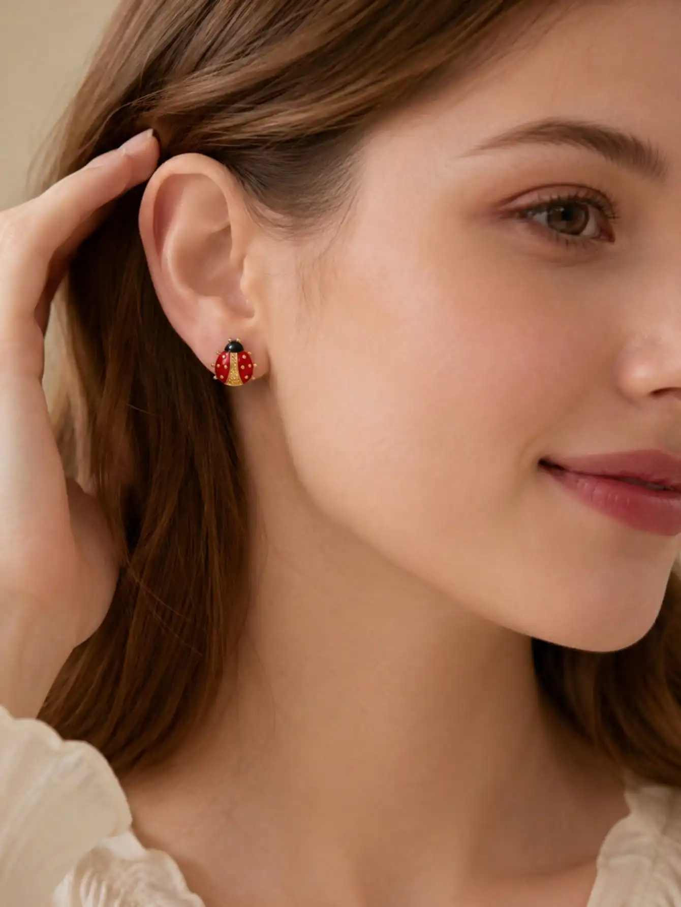 Stainless Steel Enamel Insect Stud Earrings for Women, Ladybug Bee Butterfly Dragonfly Animal Ear Studs Daily Party Jewelry