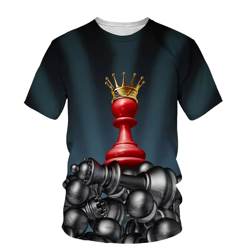 Popular Chess 3D Print T-Shirts Men Woman Fashion Casual Short Sleeve Round Neck T Shirt Summer Harajuku Y2k Kids Tee Streetwear