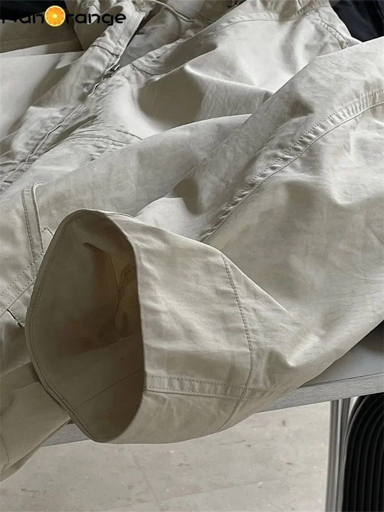 HanOrange 2025 lente herfst vrije tijd outdoor capuchon dames losse silhouet winddichte top zwart/beige