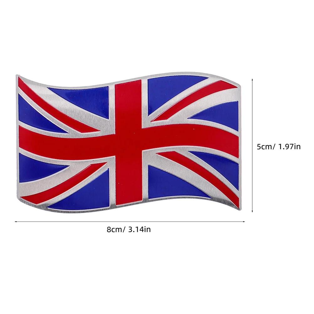 2Pcs Flag Shape Car Stickers Aluminum Metal Decals Waterproof for Cars Trucks Motorcycles Easy Install Uk Flag Automotive
