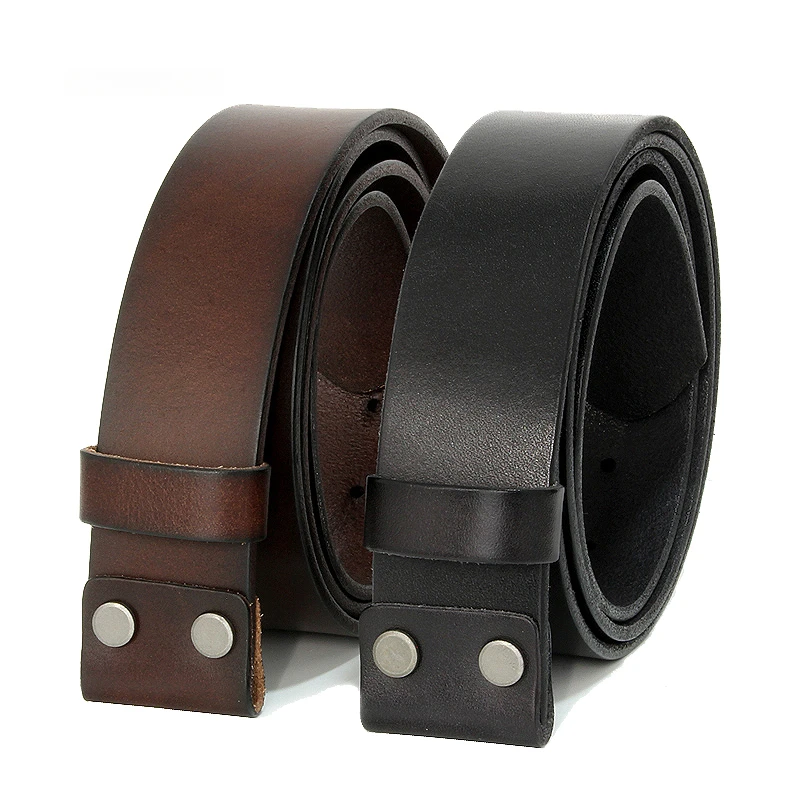 

3.3cm and 3.8cm width Vintage No Buckle belt suit Smooth buckle belts men luxury Cowskin Soild Genuine leather without buckle