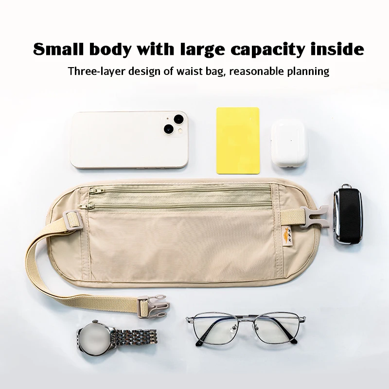 Invisible Travel Waist Packs Bolsa para Passaporte e Dinheiro, Belt Bag, Carteira de Segurança Oculta, Unisex Travel Bag, Baú