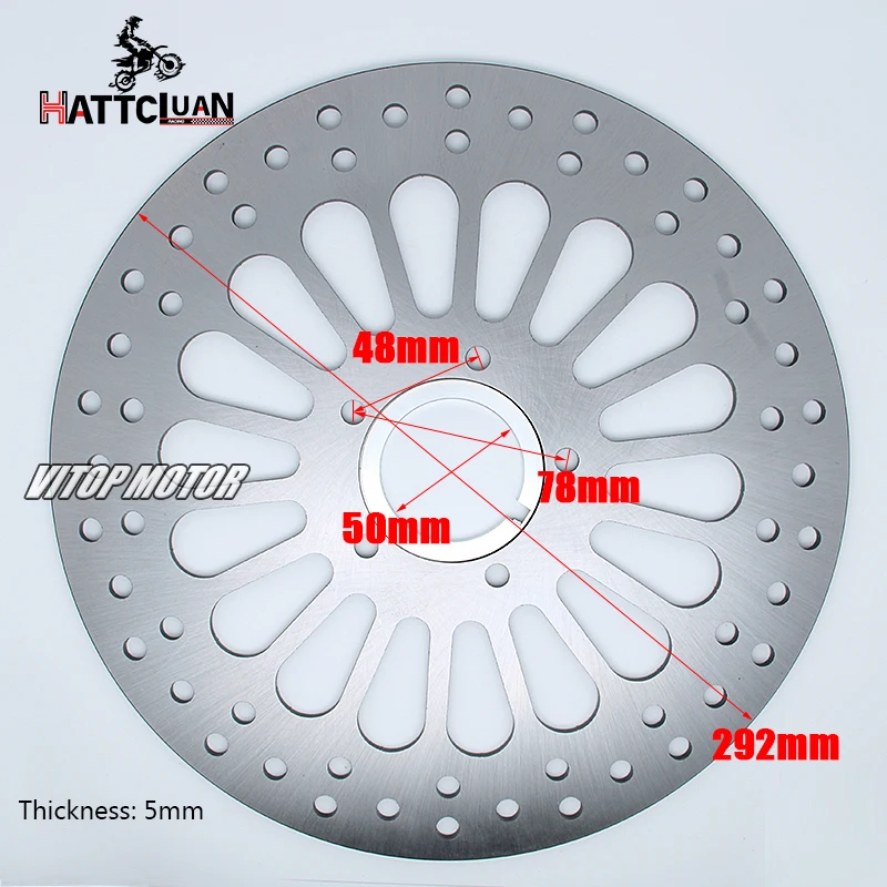 HATTCLUAN Motorcycle 292mm Dia Rear Brake Disc Rotor for Harley Touring Softail Sportster Dyna Models 1984-2013