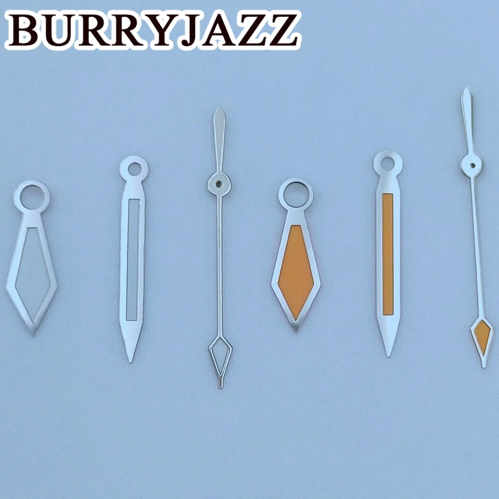 BURRYJAZZ NH35 NH36 NH38 7S26 7S36 4R35 4R36 Wskazówki zegarka Srebrne Pomarańczowe Wskazówki Zielone Świecące