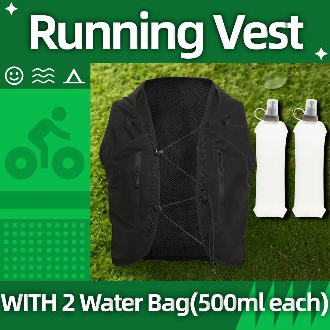 Outdoor Water Bladder Sports Running Vest With 2 Water Bag For Women Men Running Cycling Climbing Hiking S-XXL