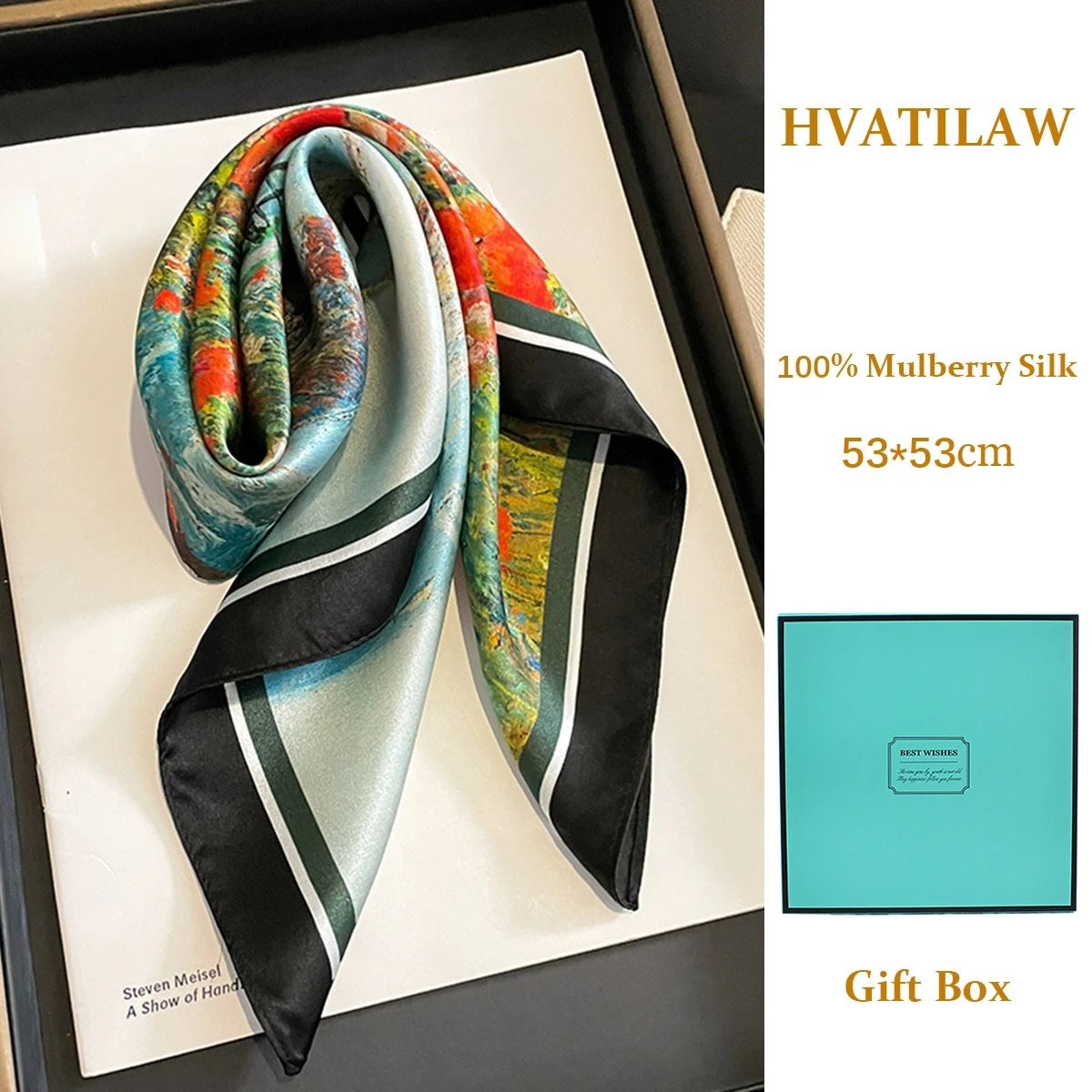

Oil Painting 100% Real Silk Scarf Women Luxury Square Scarves Hijab Pashmina Poncho Shawl Wrap Foulard Bandana Echarpes Bufanda